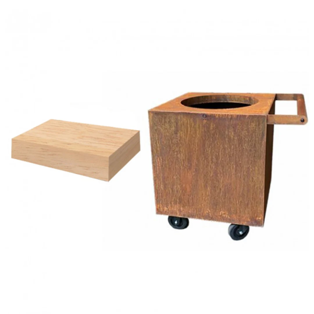 Pro Corten 100 Servierwagen-Set + OFYR Teak-Arbeitsplatte